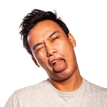 Asian American man making funny face