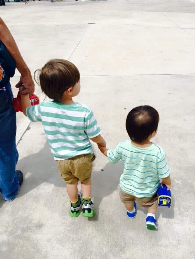 two children exiting Chuggington Live show at the Long Center