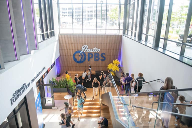 A skyward look at Austin PBS's new lobby